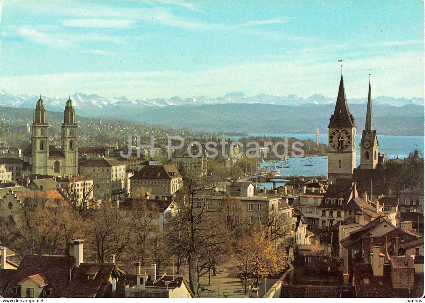 Zurich - panorama - Grossmunster - St Peter und Fraumunster - Switzerland - unused - JH Postcards