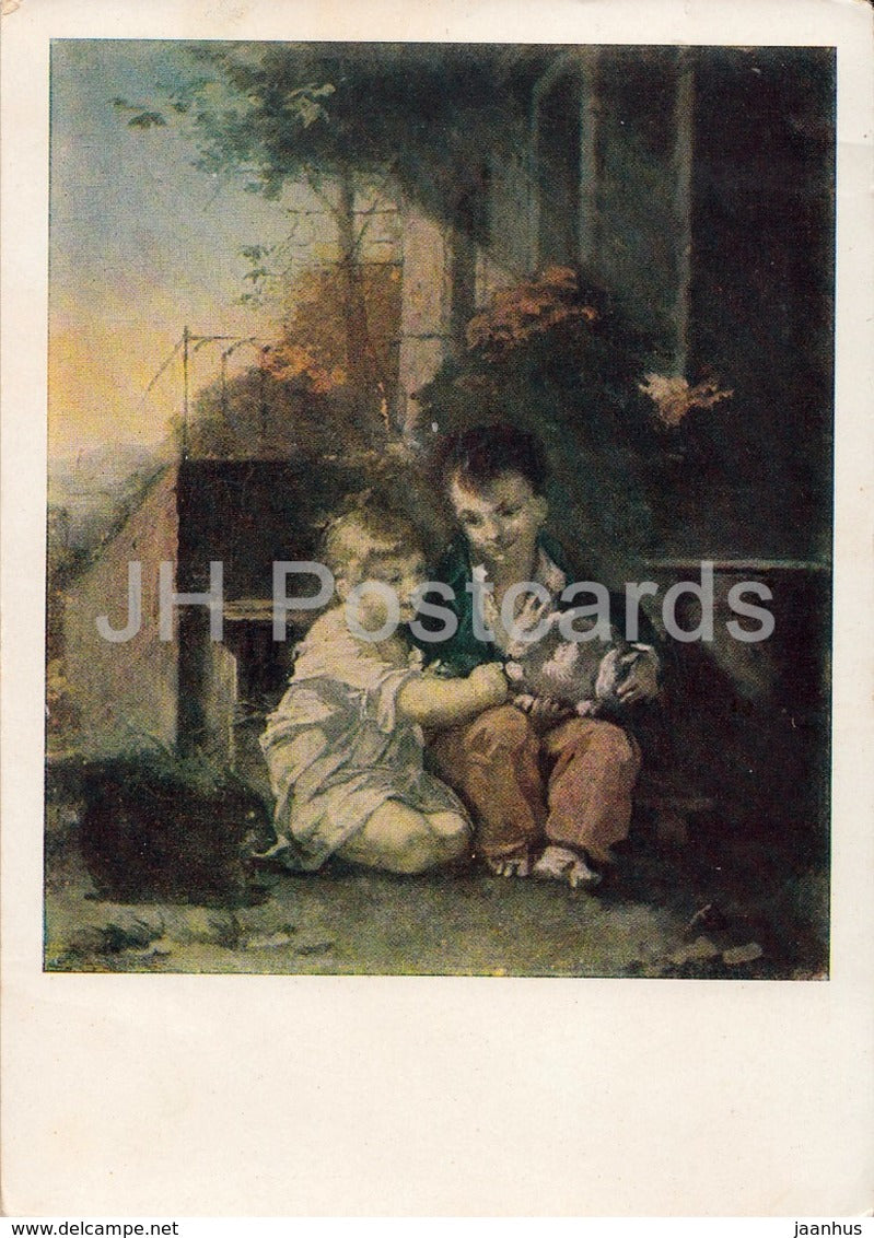 painting by Pierre-Paul Prud'hon - Children with Rabbit - French art - 1962 - Russia USSR - unused - JH Postcards