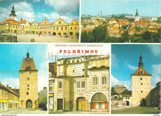 Mestska Pamatkova Rezervace Pelhrimov - town views - multiviews - Czechoslovakia - Czech Republic - unused - JH Postcards