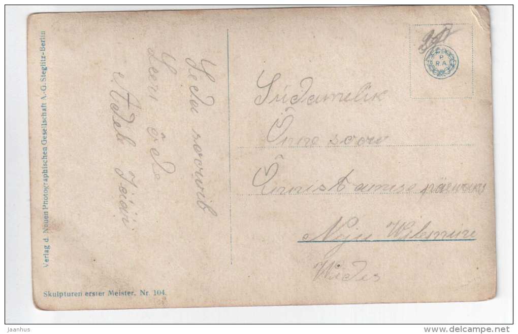 sculpture by L. Sussmann-Hellborn - Dornröschen - 104 - old postcard - circulated in Estonia - used - JH Postcards