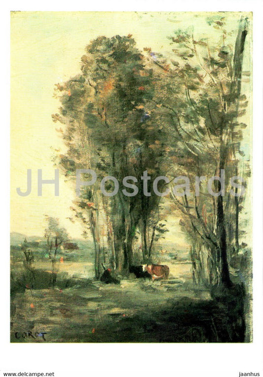 painting by Camille Corot - Landscape with cows - French art - 1983 - Russia USSR - unused - JH Postcards