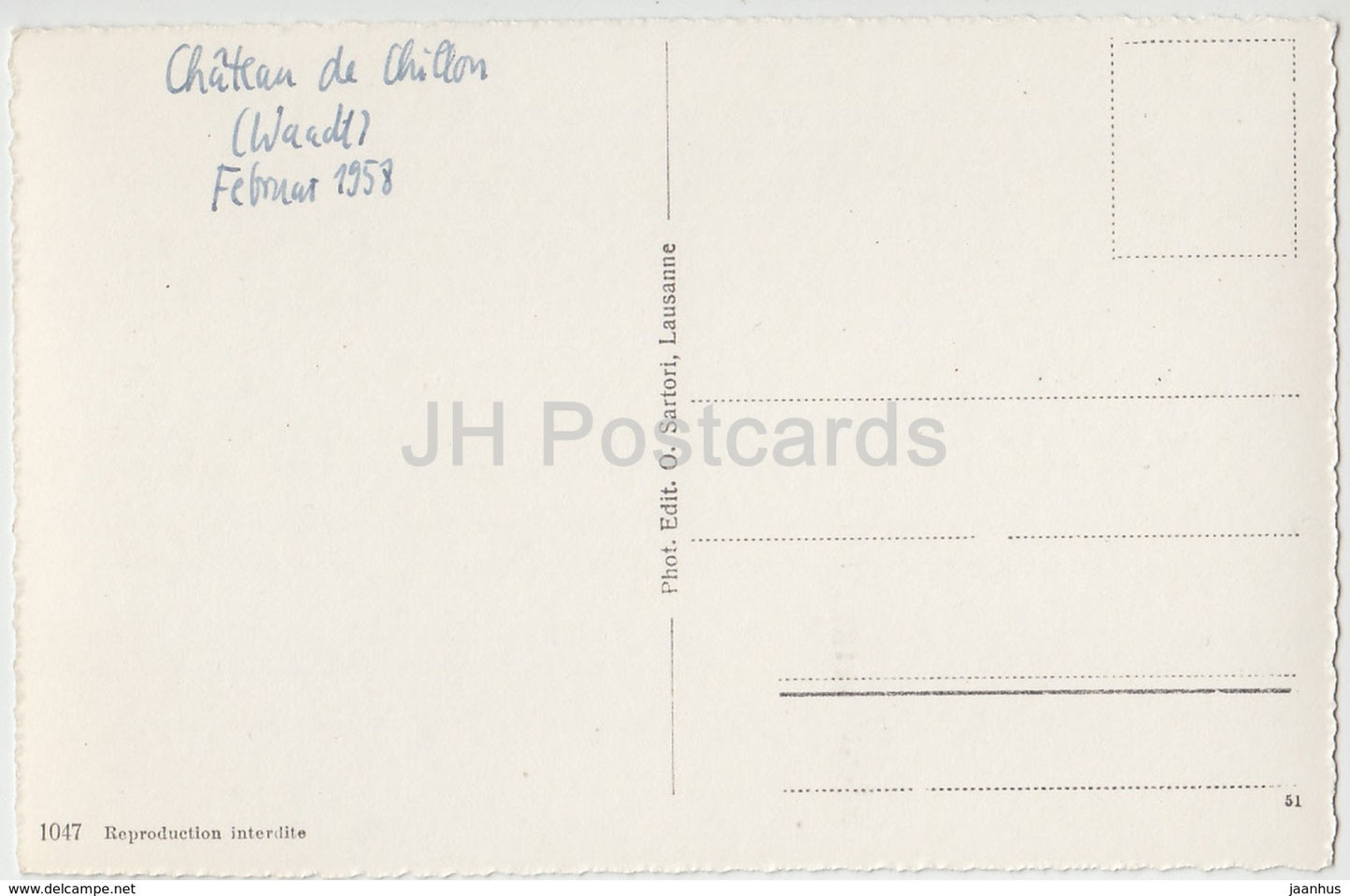 Chateau de Chillon - Vu de Glion - 1047 - Switzerland - 1958 - used