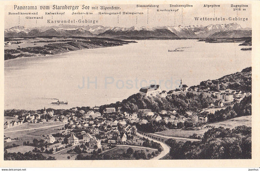 Panorama vom Starnberger See mit Alpenkette - old postcard - Germany - unused - JH Postcards