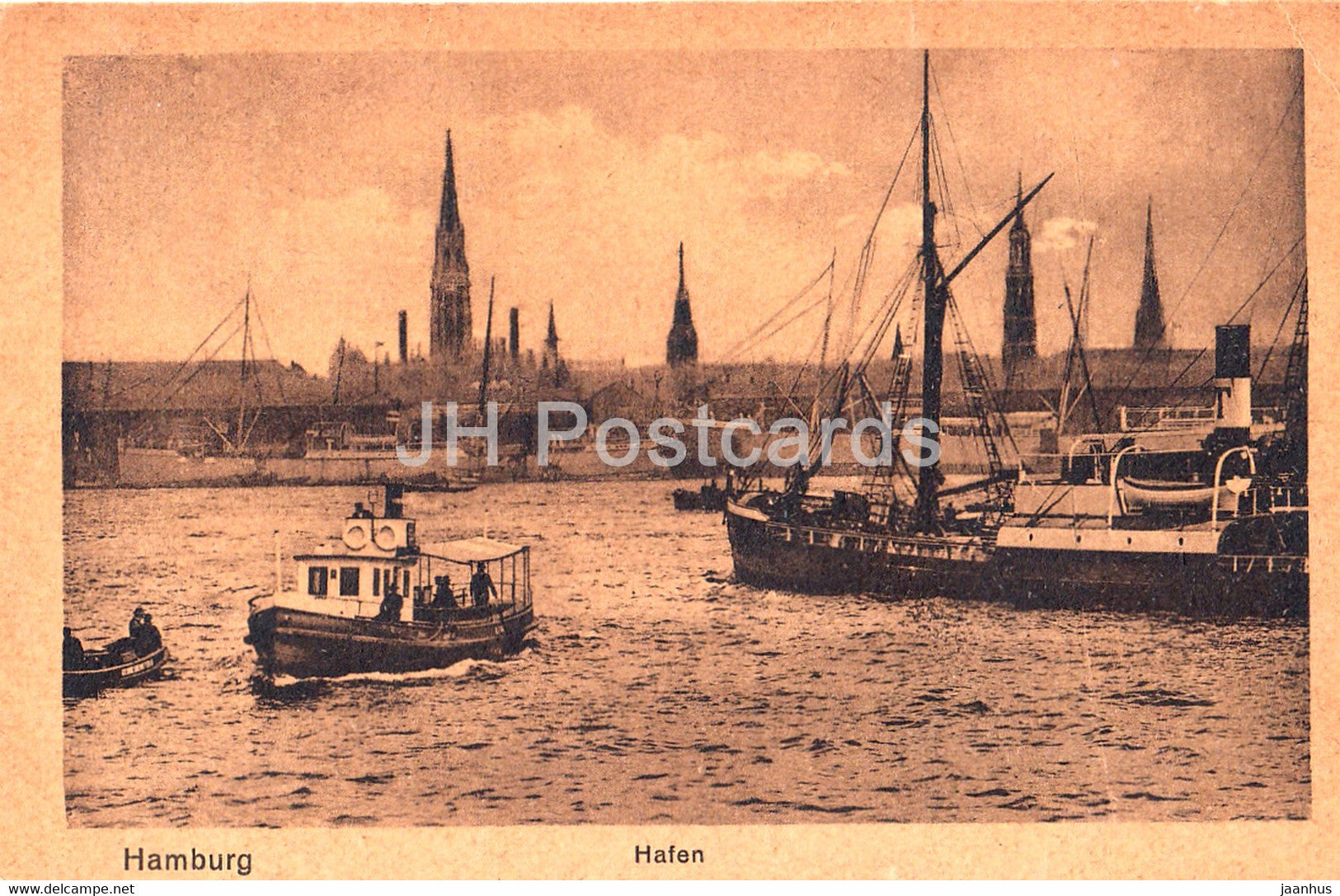 Hamburg - Hafen - ship - old postcard - 1924 - Germany - used - JH Postcards