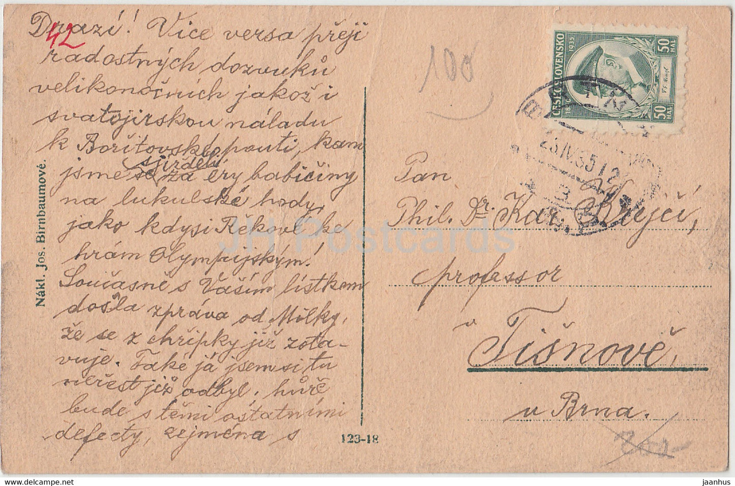 Pozdrav z Brtnice - Namesti s pohledem na Kaplicku - old postcard - 1935 - Czech Republic - Czechoslovakia - used