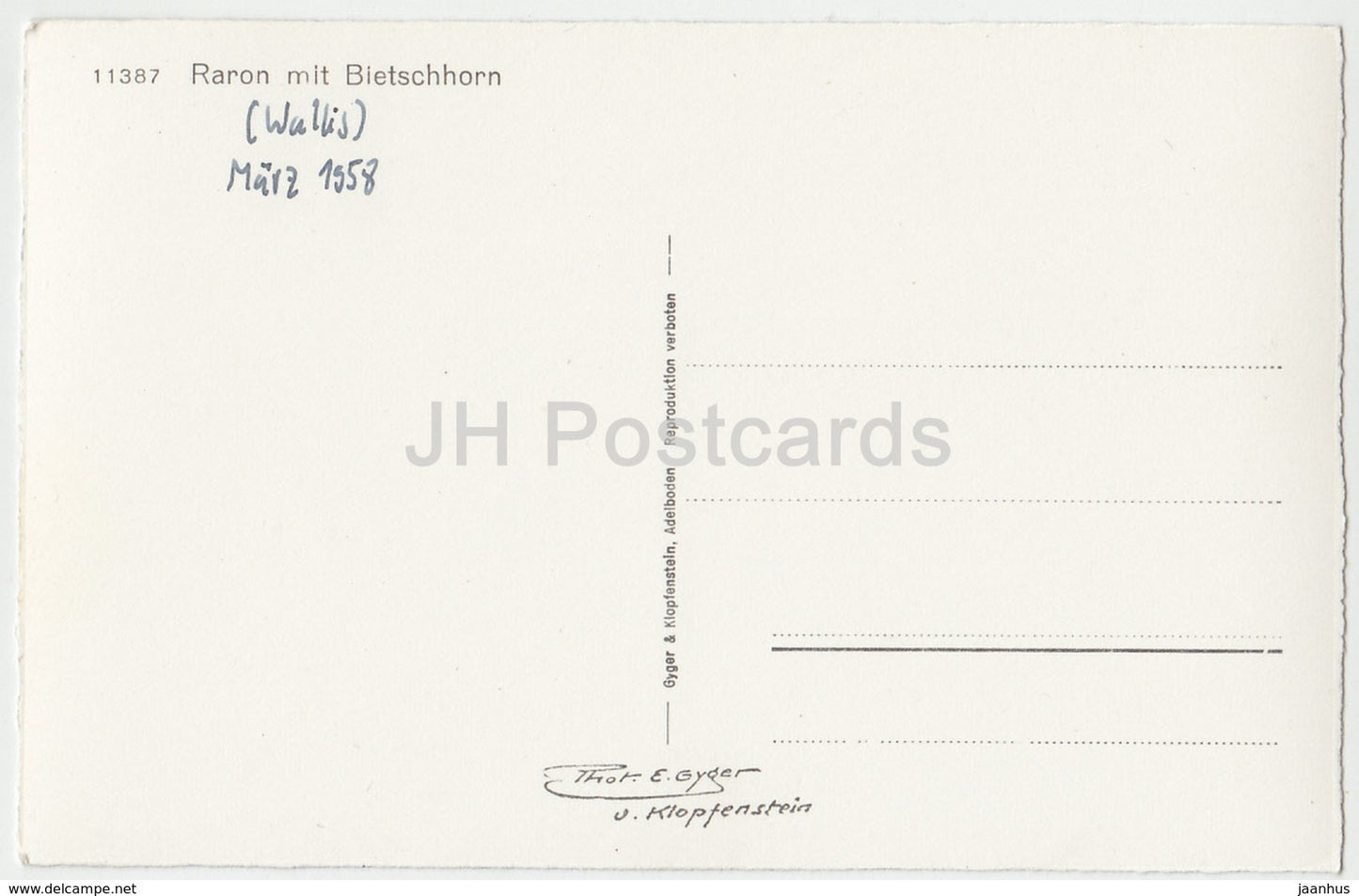 Raron mit Bietschhorn - 11387 - Switzerland - 1958 - used