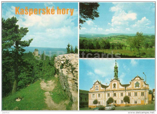 Kasperske Hory - mountains - Kasperk castle - Town Hall - Czechoslovakia - Czech - used 1981 - JH Postcards