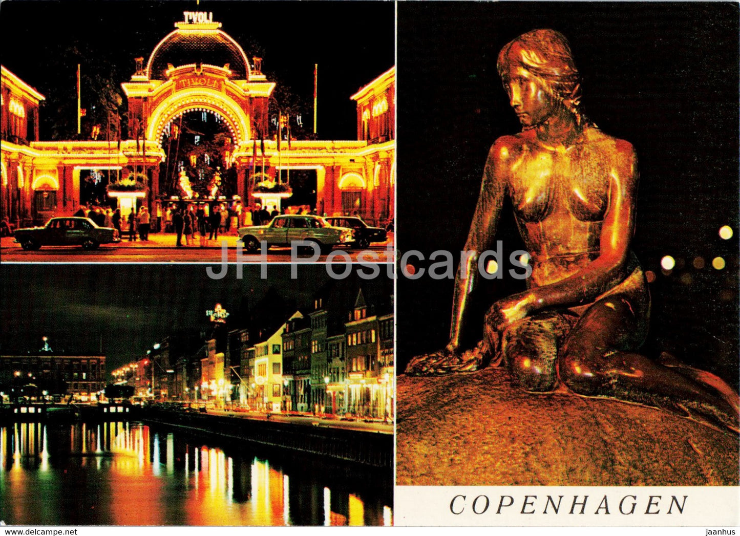 Copenhagen - The Entrance to Tivoli by Night - Little Mermaid - Denmark - unused - JH Postcards