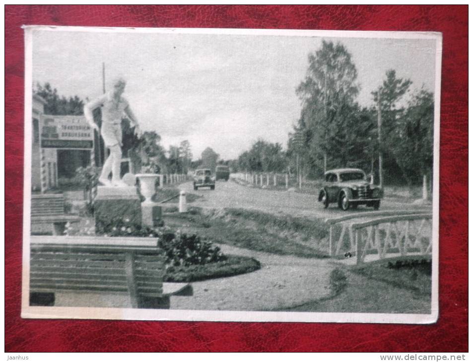 Riga - highway to Riga seaside - cars - 1951 - Latvia - USSR - unused - JH Postcards