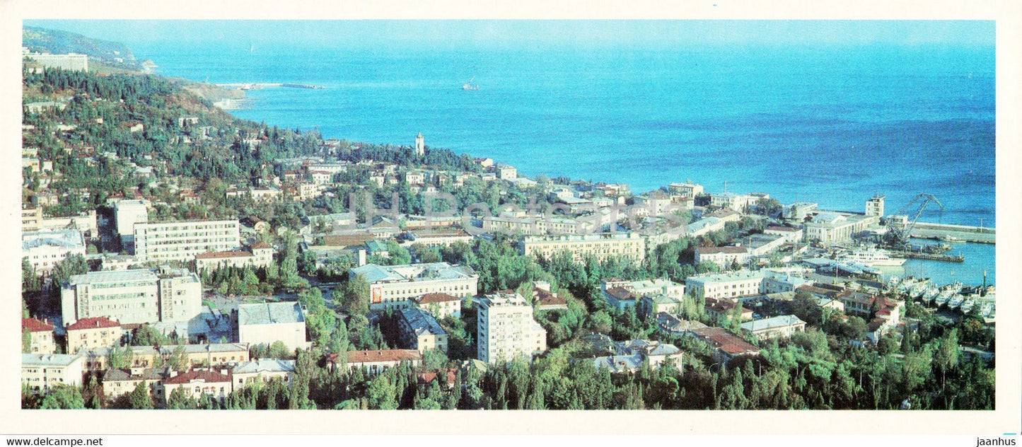 Yalta - view of the seaside part of the city from Darsan hill - 1984 - Ukraine USSR - unused - JH Postcards