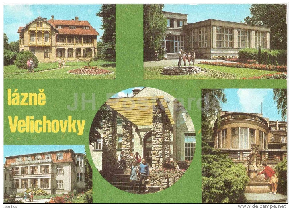 Lazne Velichovky - spa - town views - architecture - Czechoslovakia - Czech - used - JH Postcards