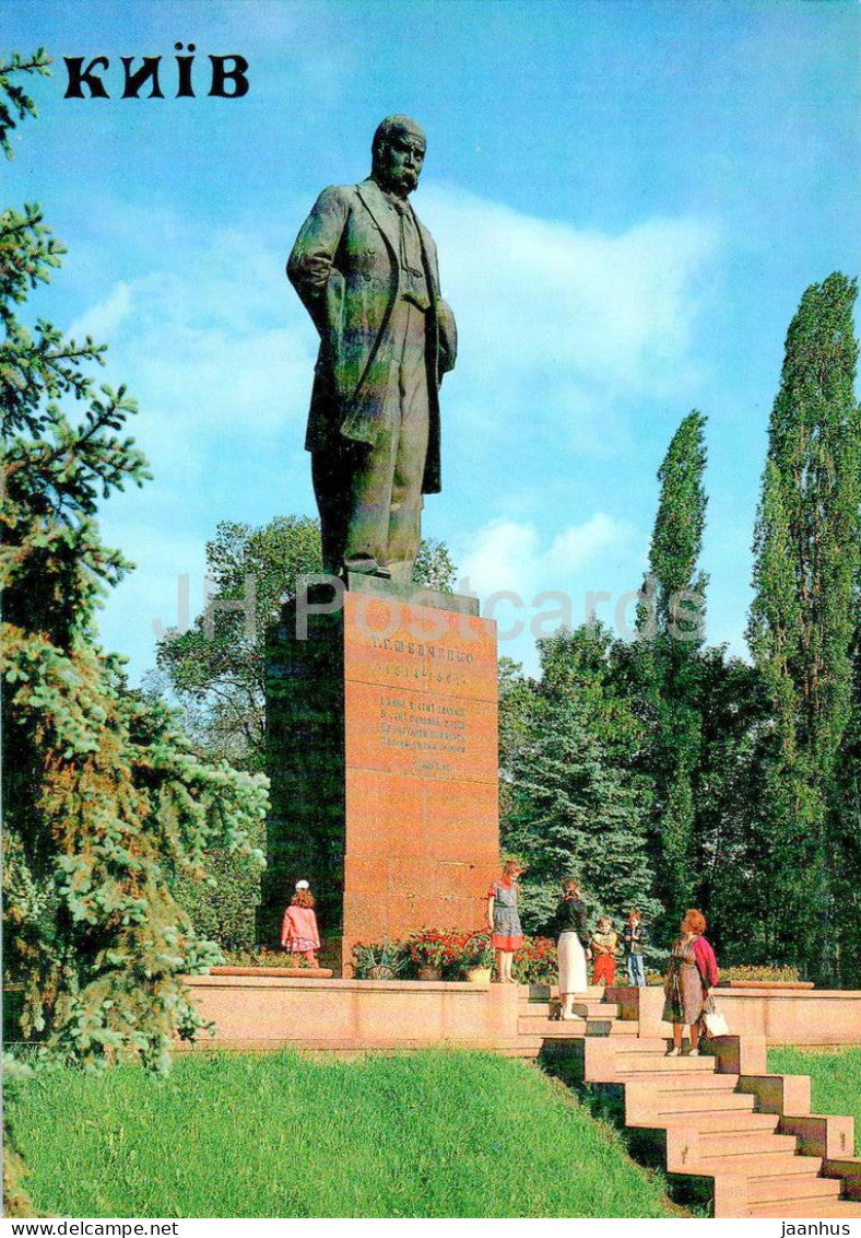 Kyiv - Kiev - monument to Ukrainian poet Taras Shevchenko - 1990 - Ukraine USSR - unused - JH Postcards