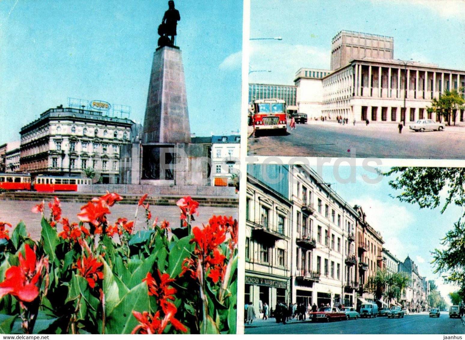 Lodz - Pomnik Tadeusza Kosciuszki - Teatr Wielki - Ulica Piotrkowska - theatre - monument - multiview - Poland - unused - JH Postcards