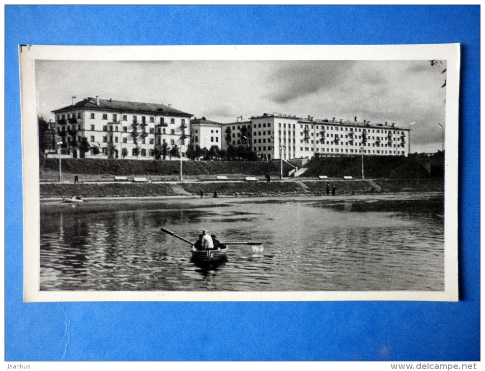 view from the river Lovat - boat - Velikiye Luki - 1966 - Russia USSR - unused - JH Postcards