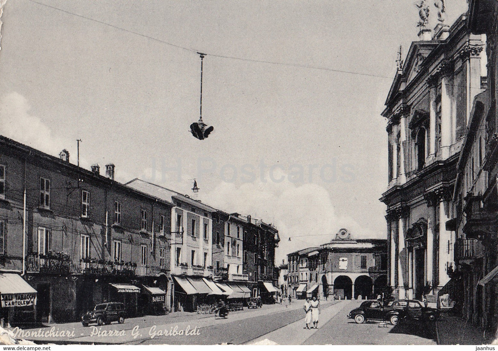 Montichiari - Piazza G Garibaldi - car - old postcard - 1955 - Italy - used - JH Postcards