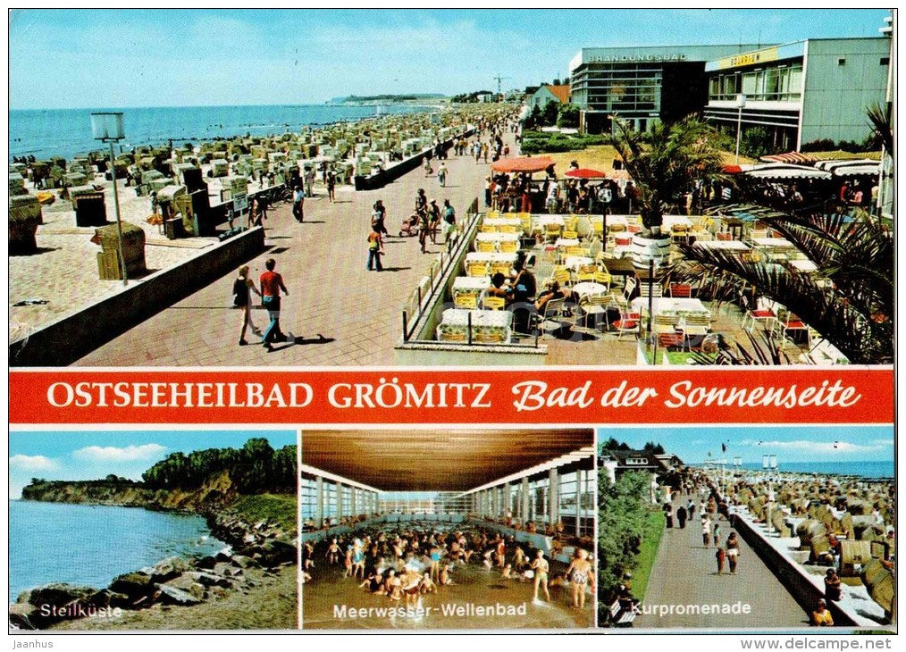 Ostseeheilbad Grömitz - Bad der Sonnenseite - Steilküste - Kurpromenade - Meerwasser-Wellenbad - Germany - 1979 gelaufen - JH Postcards