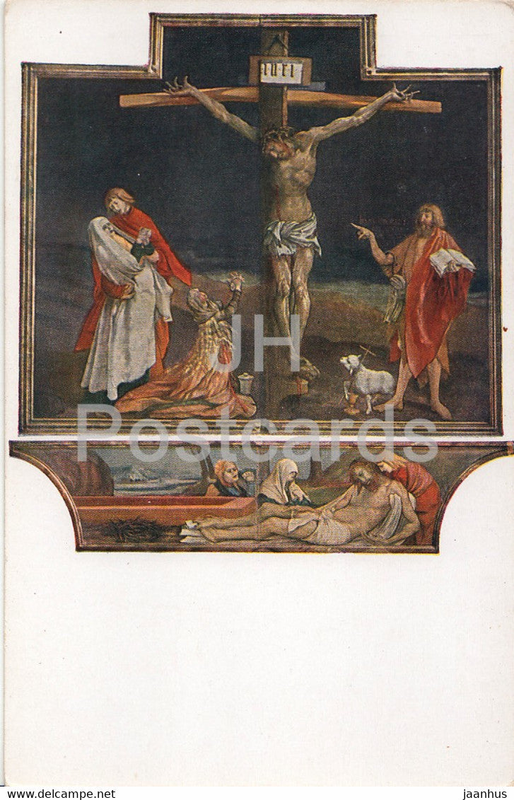 painting by Matthias Grunewald - Isenheimer Altar - Die Kreuzigung - German art - old postcard - Germany - unused - JH Postcards