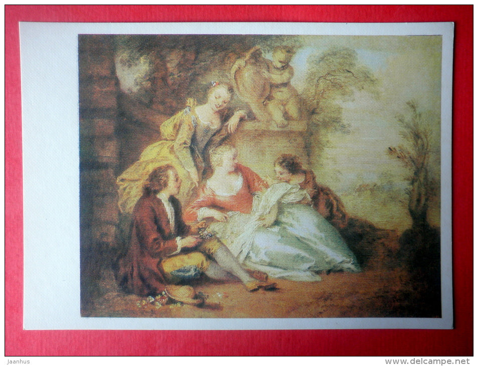 painting by Jean-Baptiste Pater - Stay for a Walk - french art - unused - JH Postcards