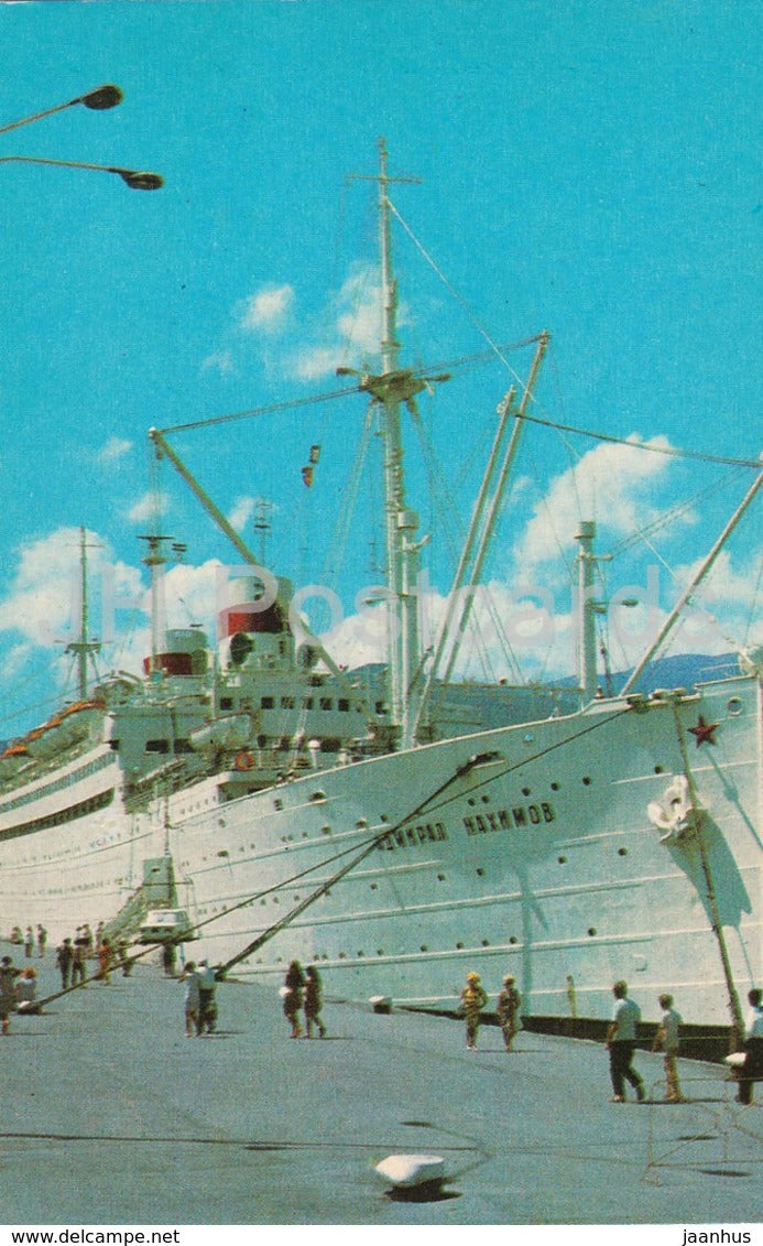 Yalta - Crimea - liner near the shore - Admiral Nakhimov - ship - 1974 - Ukraine - unused - JH Postcards