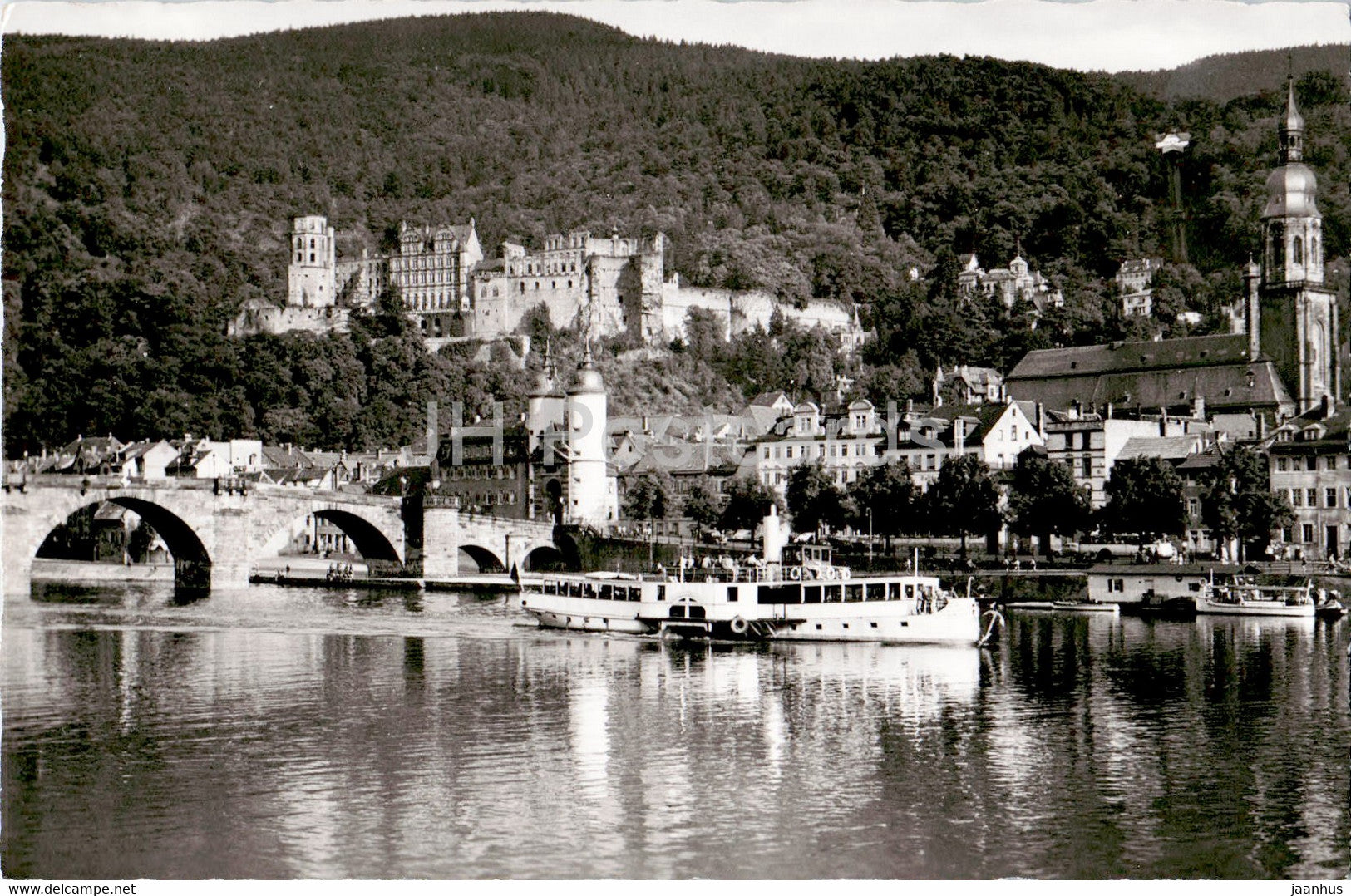 Heidelberg - Partie am Neckar - ship - old postcard - Germany - unused - JH Postcards