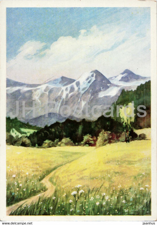 mountains - art - old postcard - Germany - unused - JH Postcards