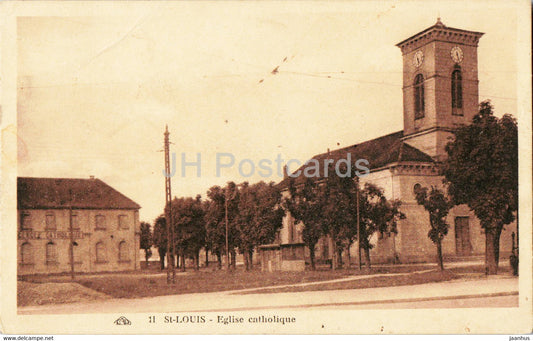 St Louis - Eglise catholique - church - 11 - old postcard - France - unused - JH Postcards