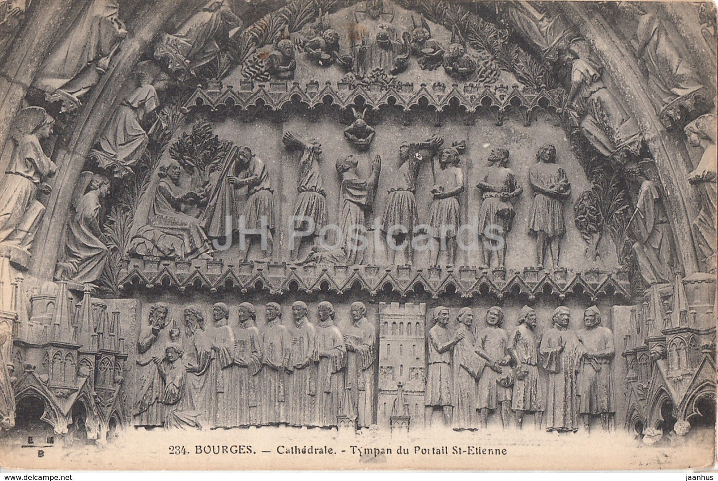 Bourges - Cathedrale - Tympan du Portail St Etienne - cathedral - 234 - old postcard - France - unused