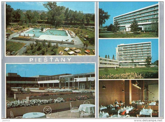 Piestany - spa Balnea Grand , Balnea Splendid - interhotel Magnolia - pool - Czechoslovakia - Slovakia - used 1985 - JH Postcards