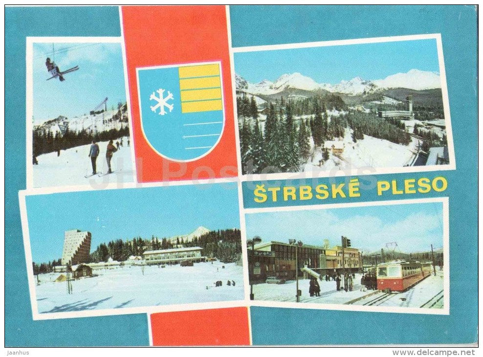 Strbske Pleso - ski resort - tram - funicular - Vysoke Tatry - High Tatras - Czechoslovakia - Slovakia - unused - JH Postcards