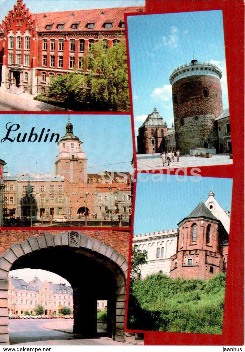 Lublin - Gmach Szkoly im Vetterow - Brama Krakowska - Zamek - multiview - Poland - unused - JH Postcards