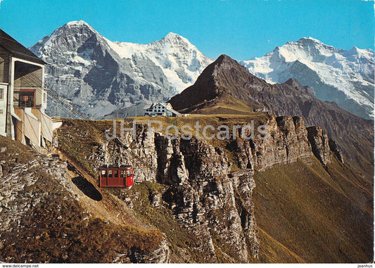 Mannlichen 2227 m - Eiger - Monch - Jungfrau - Tschuggen - cable car - 1970s - Switzerland - used - JH Postcards