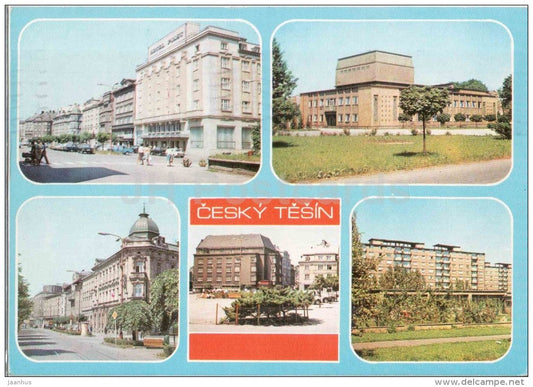 Cesky Tesin - architecture - town views - textile industry - Czechoslovakia - Czech - used - JH Postcards