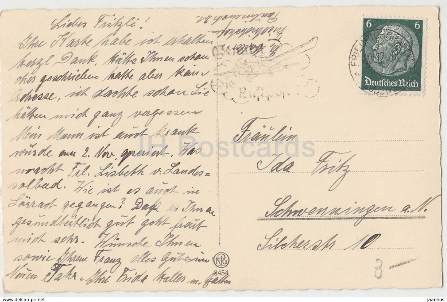 Neujahrsgrußkarte - Herzliche Neujahrsgrusse - Hirsch - Wald - NPG 3454 - alte Postkarte - 1938 - Deutschland - gebraucht