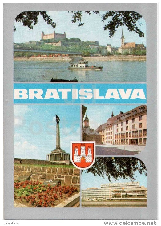 Bratislava - castle - Slavin monument - Wine restaurant Bajkal - Czechoslovakia - Slovakia - unused - JH Postcards