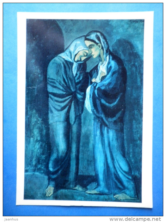 painting by Pablo Picasso - large format card - Two Sisters Meeting , 1902 - french art - unused - JH Postcards