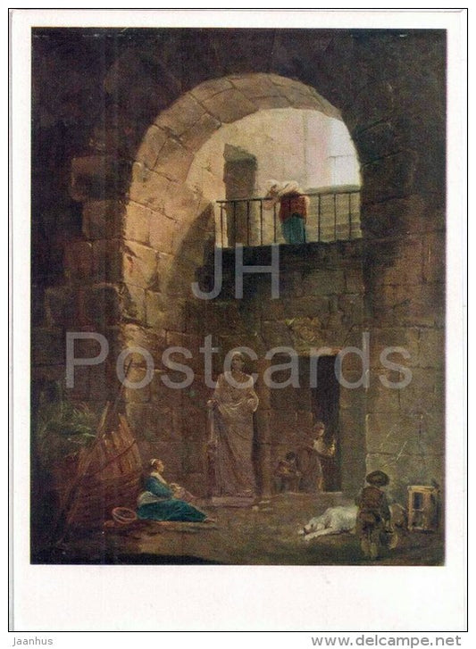 painting by Hubert Robert - Forgotten Statue - french art - unused - JH Postcards