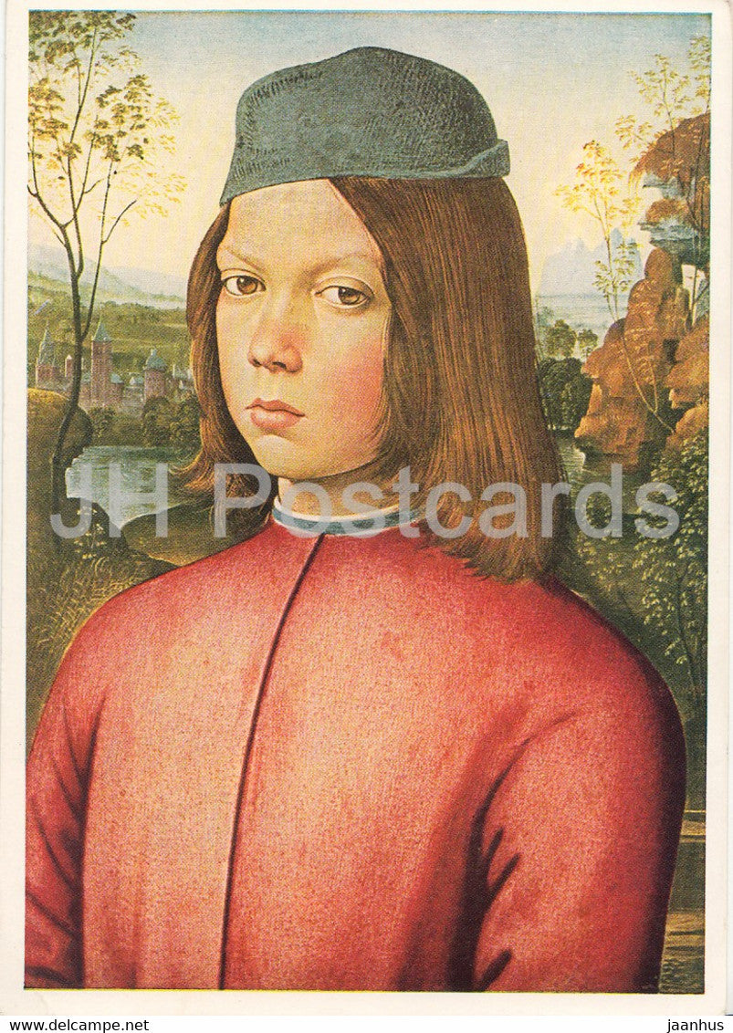 painting by Pinturicchio - Bildnis eines Knaben - boy - Italian art - Germany DDR - unused - JH Postcards