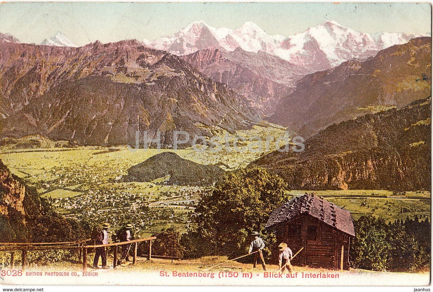 St Beatenberg 1150 m - Blick auf Interlaken - 3028 - old postcard - 1912 - Switzerland - used - JH Postcards