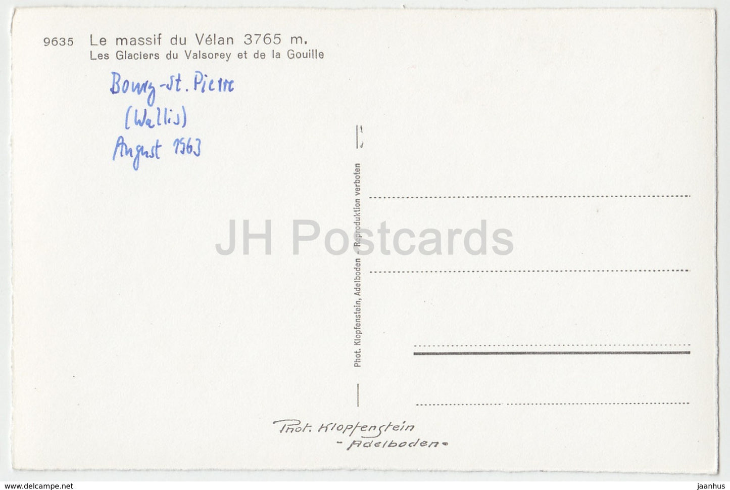 Le Massif du Velan 3765 m - Les Glaciers du Valsorey et de la Gouille - 9635 - Switzerland - 1963 - used