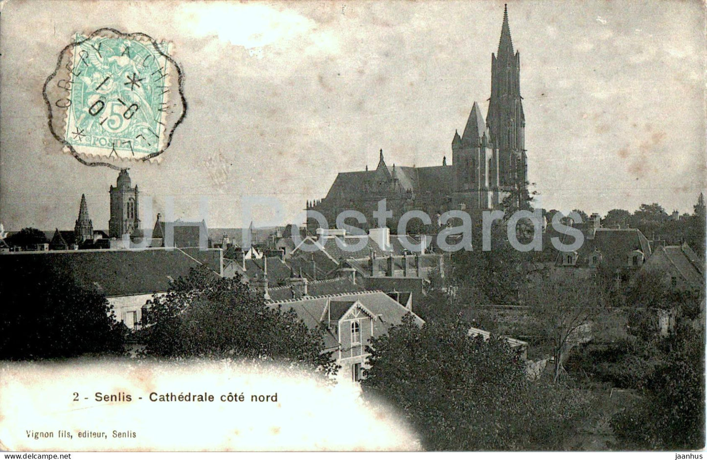 Senlis - Cathedrale cote Nord - cathedral - 2 - old postcard - 1901 - France - used - JH Postcards