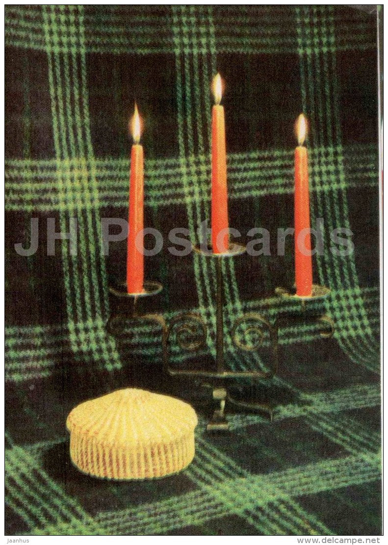 New Year Greeting Card - candles - 3 - 1969 - Estonia USSR - used - JH Postcards