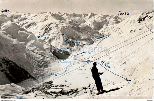 Skilift Natschen m Bl auf Andermatt - old postcard - 1952 - Switzerland - used - JH Postcards