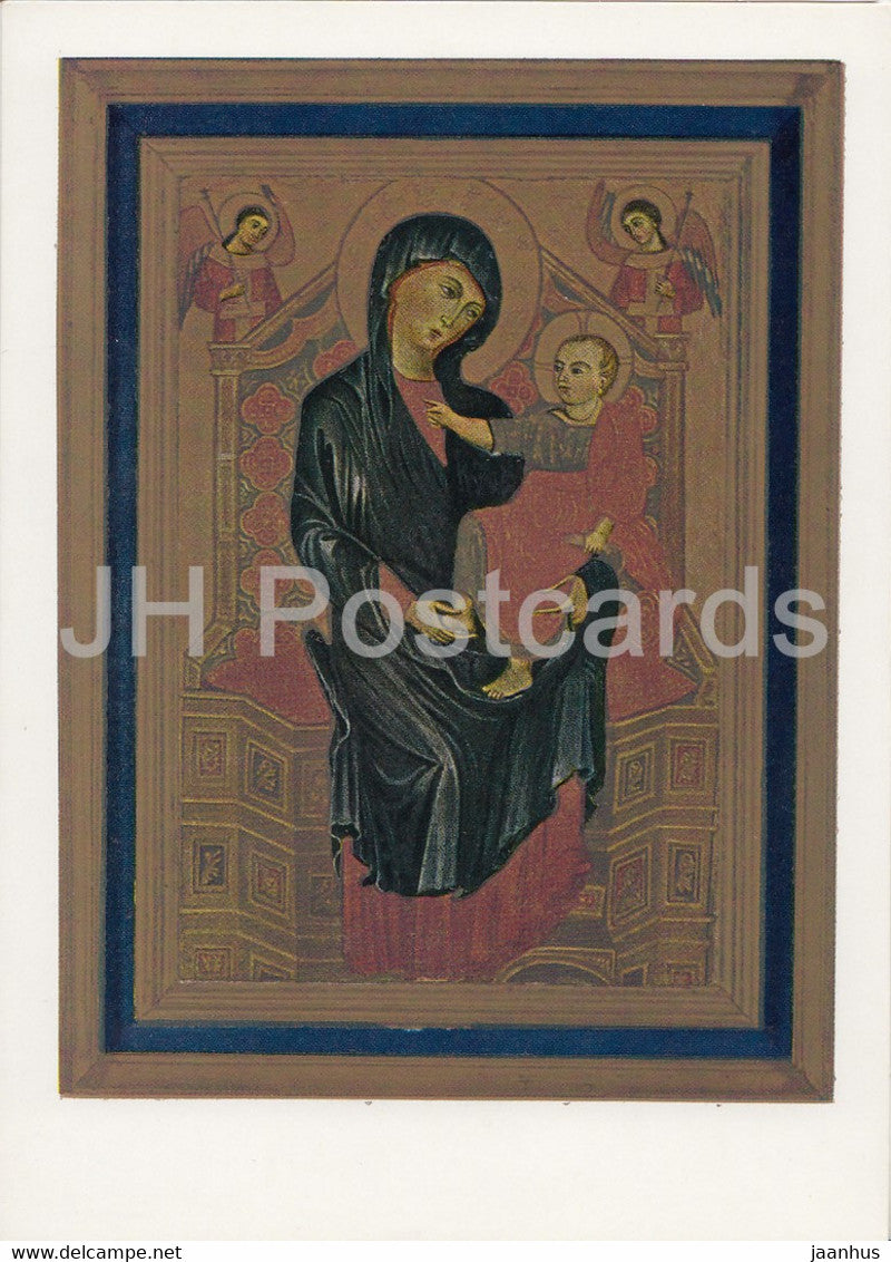 painting by Deodato Orlandi - Thronende Madonna mit den Christuskinde - Italian art - Germany DDR - unused - JH Postcards