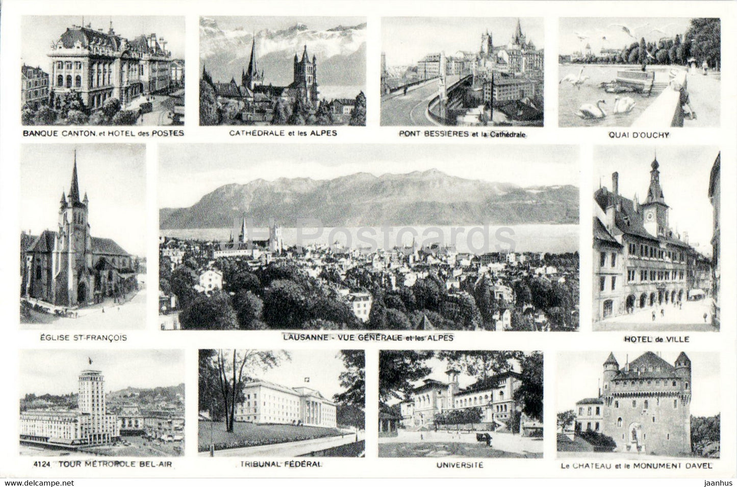 Lausanne - multiview - old postcard - Switzerland - unused - JH Postcards