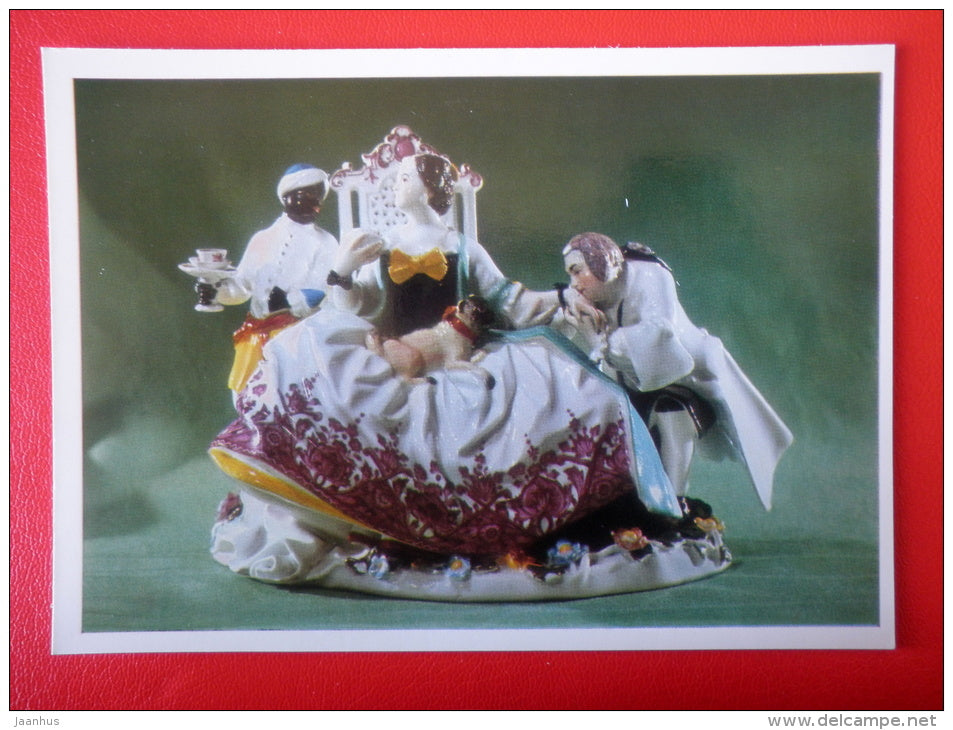 Krinoline Group by I. Kendler , about 1740 Meissen - porcelain - Germany - 1970 - Russia USSR - unused - JH Postcards