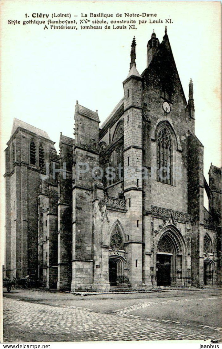 Clery - La Basilique de Notre Dame - Style Gothique - 1 - cathedral - old postcard - France - unused - JH Postcards