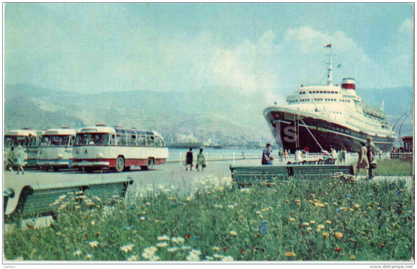 Marine Station - LAZ bus - ship - Novorossiysk - 1971 - Russia USSR - unused - JH Postcards