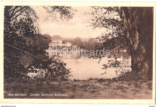 Bad Nauheim - Grosser Teich mit Teichhaus - 12872 - old postcard - Germany - unused - JH Postcards