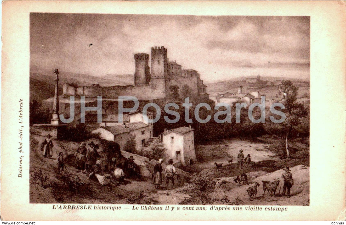 L'Arbresle historique - Le Chateau il y a cent ans, d'apres une vieille estampe - castle - old postcard - France - used - JH Postcards