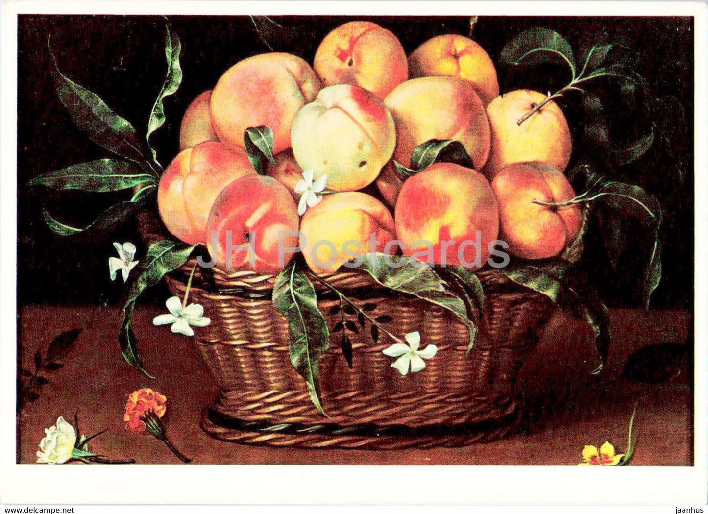 painting by Fede Galizia - Korb mit Pfirsichen - peach - Italian art - Germany - unused - JH Postcards